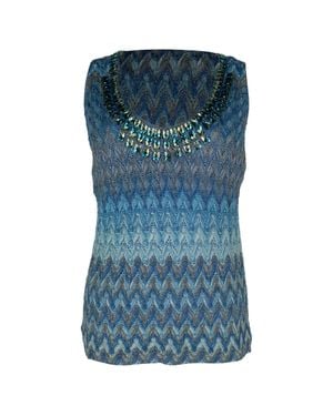 Missoni Chevron Crystal-Embellished Tan Top - Blue