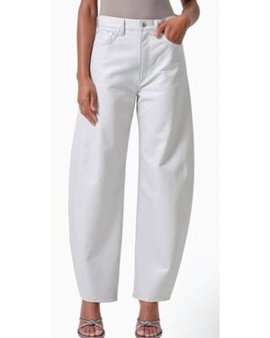 Agolde Luna High Waist Barrel Leg Leather Blend Pants - White