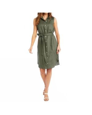 Karen Kane Olena Sleeveless Button-Down Shirtdress - Green