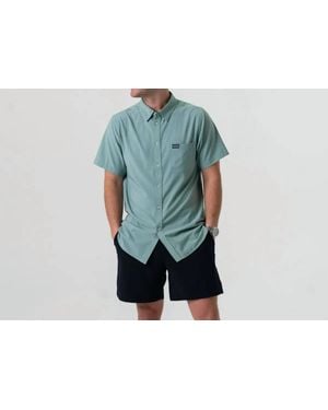 Burlebo Performance Button Up Tee - Blue