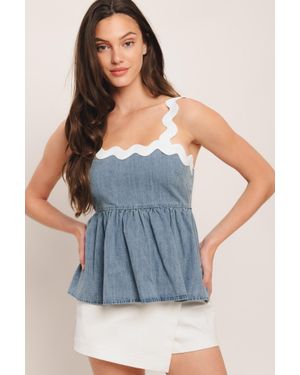 TRUEDAMES Relaxed Drape Lightweight Denim Top - Blue