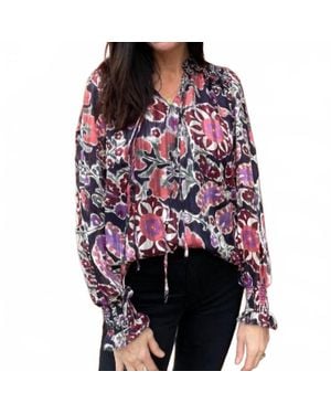 Fate Front Tie Ruffled V-Neck Long Sleeve Top - Red