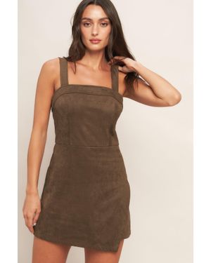 TRUEDAMES Sugar Glow Faux Suede Romper - Brown