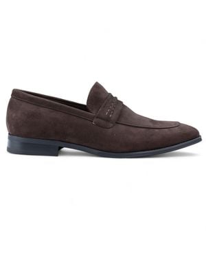 Infinity Leather Suede Moccasin Loafers Smart Slip-On Shoes - Brown