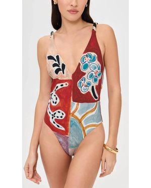 ALÉMAIS Michelle V-Neck One Piece Swimsuit - Red