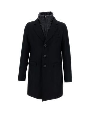 Herno Tailored Wool Twill Padded Bib Coat - Black