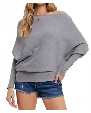 Bluivy One Shoulder Pullover Sweater - Gray