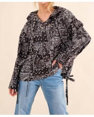 And The Why Lace Up Pullover Windbreaker Jacket - Blue