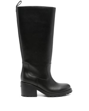 Bally Rugged Sole Leather Long Boots - Black