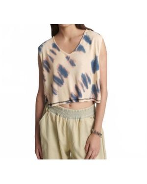 One Teaspoon Gloria Tie Dye Cropped V Front Rib Tank - White