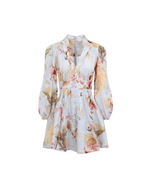 Zimmermann Ascension Plunge Printed Mini Dress in White | Lyst