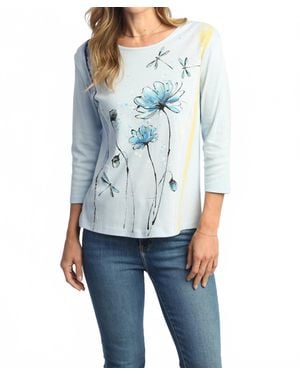 Jess & Jane Cherish Floral Cotton Top - Blue