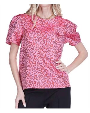 J joy Short Sleeve Jacquard Top - Pink