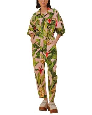 FARM Rio Banana Leaves Jumpsuit - Green