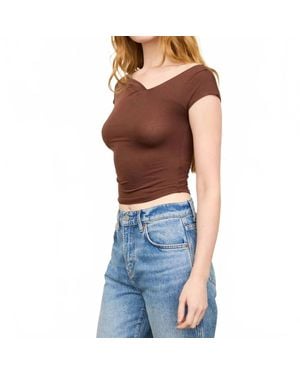 The Workshop Asymmetrical Wrap Neckline Knit Top - Blue