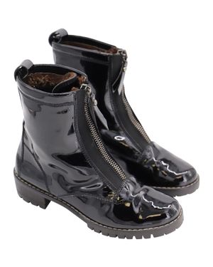Stuart Weitzman Zip Up Patent Leather Boots - Black