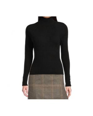 Lilla P Slim Rib Turtleneck Top - Black