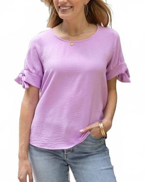 Grace and Lace Twist Sleeve Top - Purple
