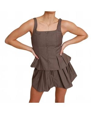 En Saison Lawrence Pleated Tank - Brown