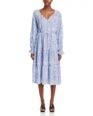 Koko + Mason Long Sleeve Paisley Maxi Dress - Blue
