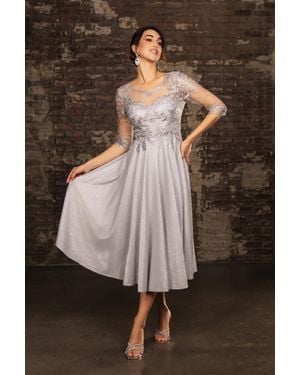 TRUEDAMES Formal Dress A-Line Round Neck - Metallic