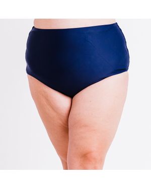 Calypsa Plus Full Coverage High Waisted Bikini Bottom - Blue