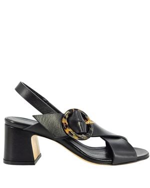 Madison Maison Leather Block Heel Singback Sandal - Black