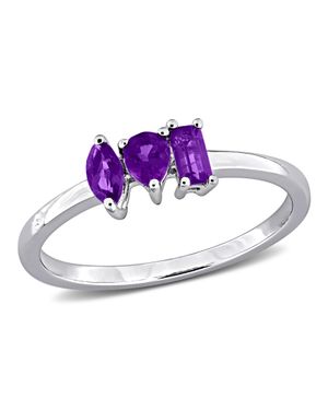 Mimi & Max Multi-Gem Three Stone Ring Sterling - Purple