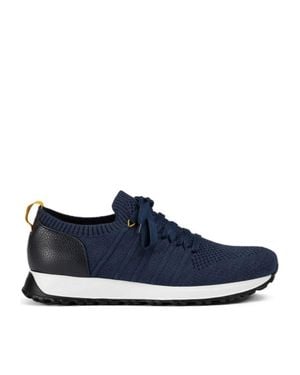 Doucal's Knitted Snug Collar Contrasting Sole Sneakers - Blue