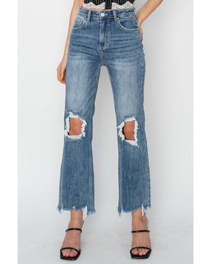 Risen High Rise Straight Crop - Blue