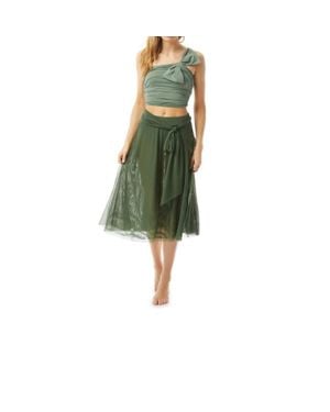Carmen Marc Valvo Bowline Mesh Swing Skirt - Green