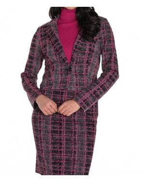 FRANK LYMAN Plaid Knit Blazer - Purple