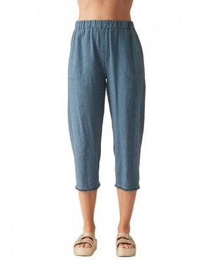 cut-loose Raw Edge Crop Pants - Blue