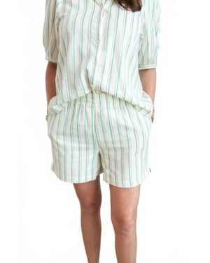 Ichi Jovil Stripe Shorts - Green