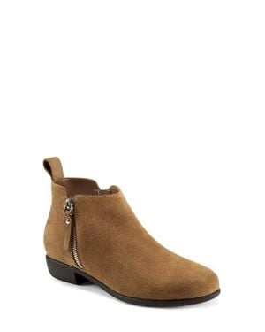 Aerosoles Stewart Boots Tan Suede Round Toe Ankle Bootie Jobb211 - Brown