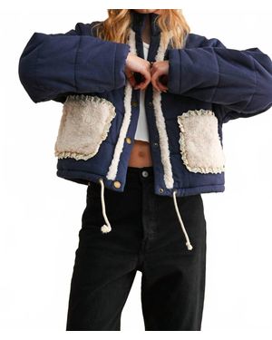 Miou Muse Lana Sherpa Pocket Jacket - Blue