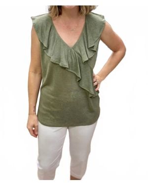 Marble Ruffle Tank Top - Green