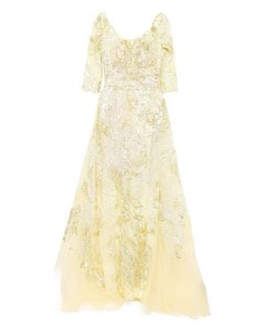 Saiid Kobeisy Embroidered Long Dress With Overskirt - Yellow