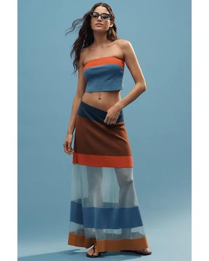 Maeve Striped Sheer Maxi Skirt - Blue
