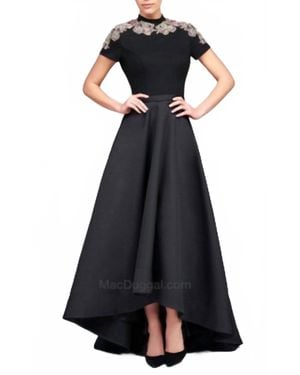 Ieena for Mac Duggal High Neck Hi Low Dress - Black