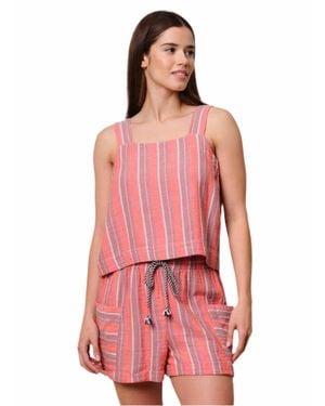 Sundry Crossback Swing Striped Tank Top - Red
