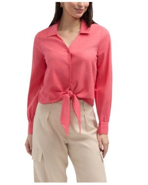 Ellen Tracy Tie Front Shirt - Red