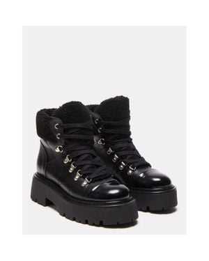 Steve Madden Reyen Boots 6 Faux Leather Round Toe Platform Khd2604 ,6) - Black