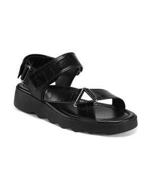 Aerosoles Wave Sandals Leather Open Toe Wedge Heel Jobb292 - Black