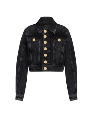 Dondup Cropped Denim Jacket With Classic Collar - Black