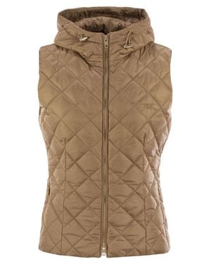 Fay Diamond-Quilted Nylon Waistcoat With Adjustable Hood - Natural
