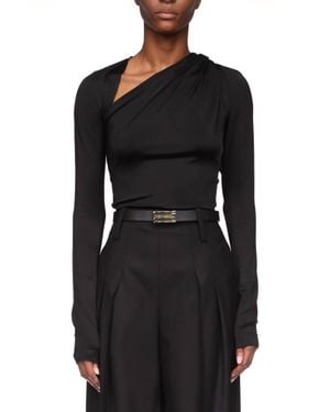 Victoria Beckham Slash Neck Jersey Top - Black
