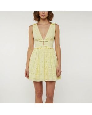 Self-Portrait Cotton Broderie Mini Dress - Yellow
