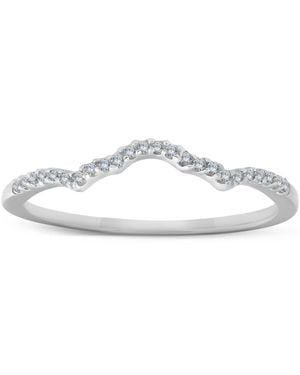 Pompeii3 1/8 Ct Diamond Contoured Wedding Anniversary Ring 14K Band - White