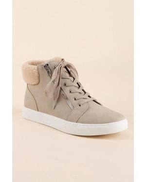 Dolce Vita Dv By Annabel Sneaker Taupe Sherpa High Top Shoes Jobb237 - Natural
